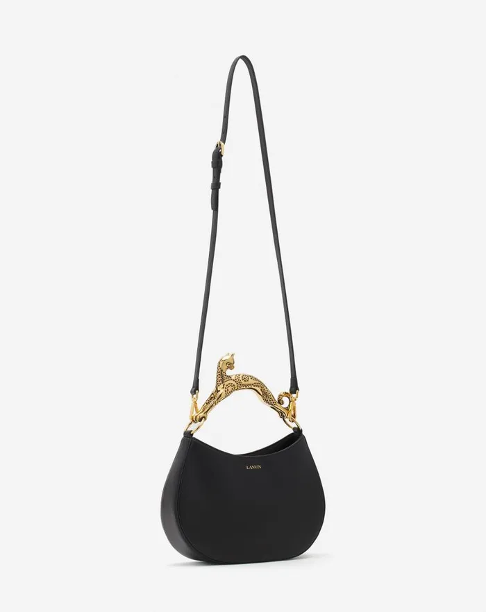 Women Lanvin Tote Bags and Top Handle Bags Hobo Cat Bag In Lamb Leather Black