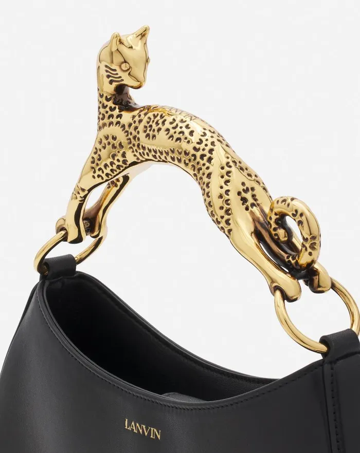 Women Lanvin Tote Bags and Top Handle Bags Hobo Cat Bag In Lamb Leather Black