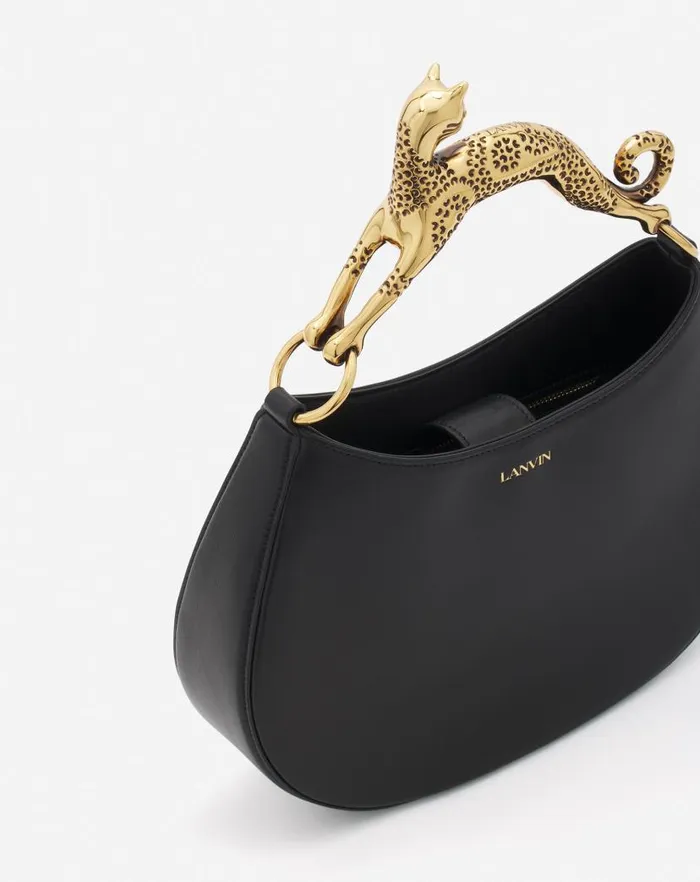 Women Lanvin Tote Bags and Top Handle Bags Hobo Cat Bag In Lamb Leather Black