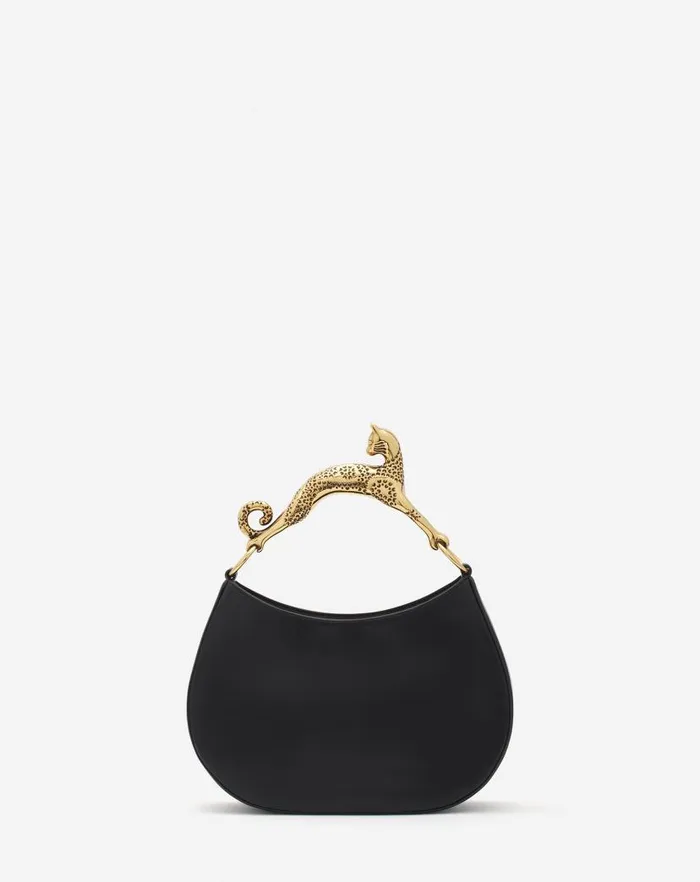 Women Lanvin Tote Bags and Top Handle Bags Hobo Cat Bag In Lamb Leather Black
