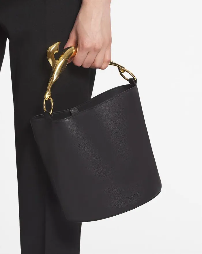 Women Lanvin Tote Bags and Top Handle Bags Leather Fusion Cat Bucket Bag Black Women Lanvin Tote Bags and Top Handle Bags Leather Fusion Cat Bucket Bag Black