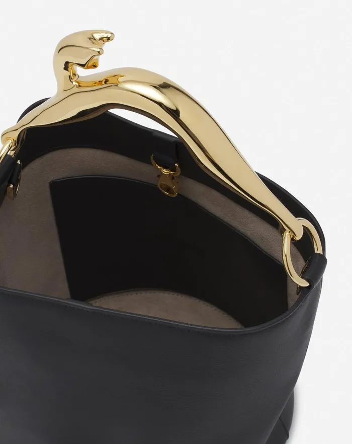 Women Lanvin Tote Bags and Top Handle Bags Leather Fusion Cat Bucket Bag Black Women Lanvin Tote Bags and Top Handle Bags Leather Fusion Cat Bucket Bag Black