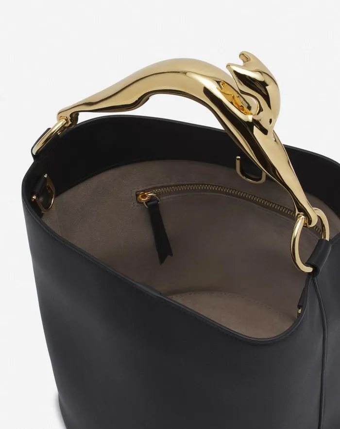 Women Lanvin Tote Bags and Top Handle Bags Leather Fusion Cat Bucket Bag Black Women Lanvin Tote Bags and Top Handle Bags Leather Fusion Cat Bucket Bag Black