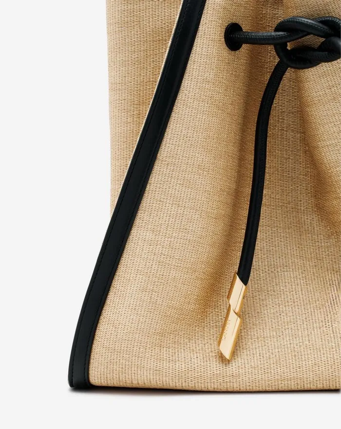 Women Lanvin Tote Bags and Top Handle Bags Sequence Bag In Leather And Raffia Naturalblack Women Lanvin Tote Bags and Top Handle Bags Sequence Bag In Leather And Raffia Naturalblack