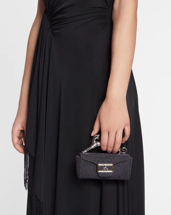 Women Lanvin Wallets and Small Leather Goods Micro Pencil Cat Bag In Suede Black Women Lanvin Wallets and Small Leather Goods Micro Pencil Cat Bag In Suede Black