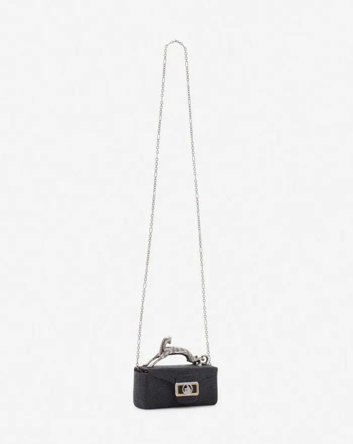 Women Lanvin Wallets and Small Leather Goods Micro Pencil Cat Bag In Suede Black Women Lanvin Wallets and Small Leather Goods Micro Pencil Cat Bag In Suede Black