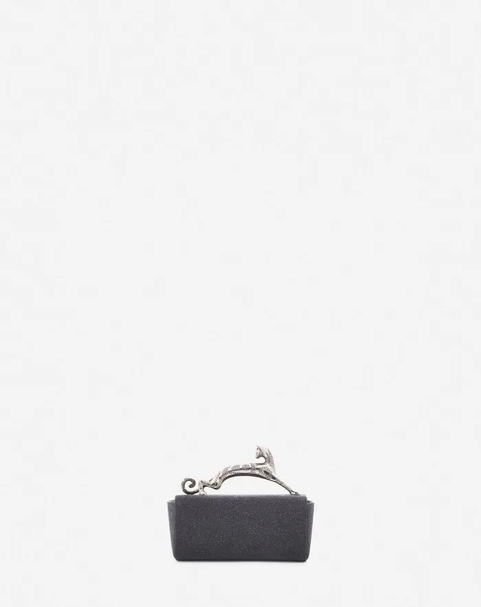 Women Lanvin Wallets and Small Leather Goods Micro Pencil Cat Bag In Suede Black Women Lanvin Wallets and Small Leather Goods Micro Pencil Cat Bag In Suede Black