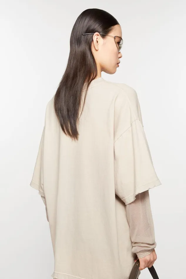 Women Layered Print Tshirt Faded Grey Acne Studios Tshirts