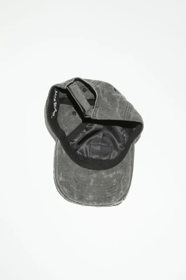 Women Leather Face Patch Cap Carbon Grey Acne Studios Hats