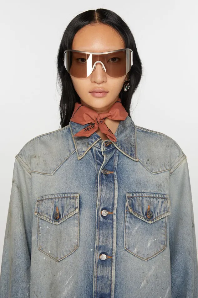 Women Light Print Scarf Rust Redblack Acne Studios Scarves