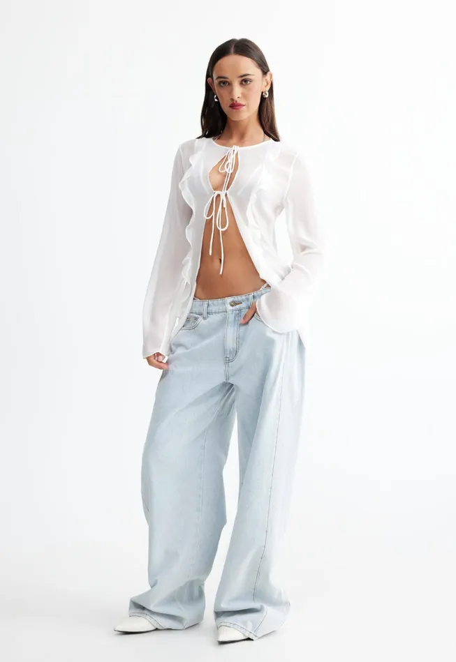 Women Lioness Fashion Cover Ups BARELY THERE TIE TOP Porcelain Women Lioness Fashion Cover Ups BARELY THERE TIE TOP Porcelain