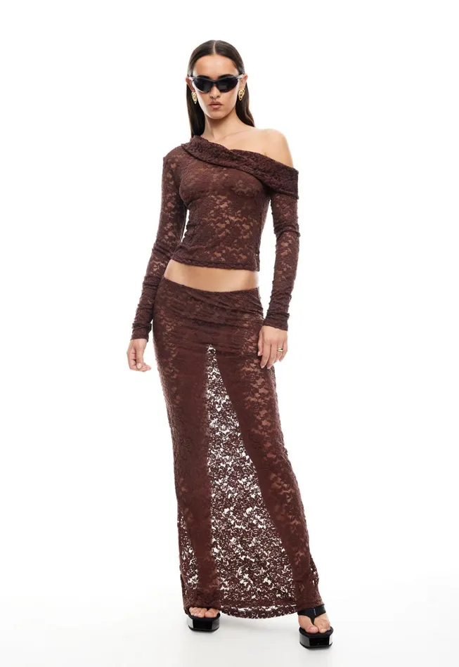Women Lioness Fashion Sets and Coords BLACK SWAN OFF SHOULDER Chocolate