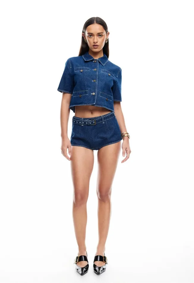 Women Lioness Fashion Shorts HALSTON BRIEFS Blue Denim Women Lioness Fashion Shorts HALSTON BRIEFS Blue Denim
