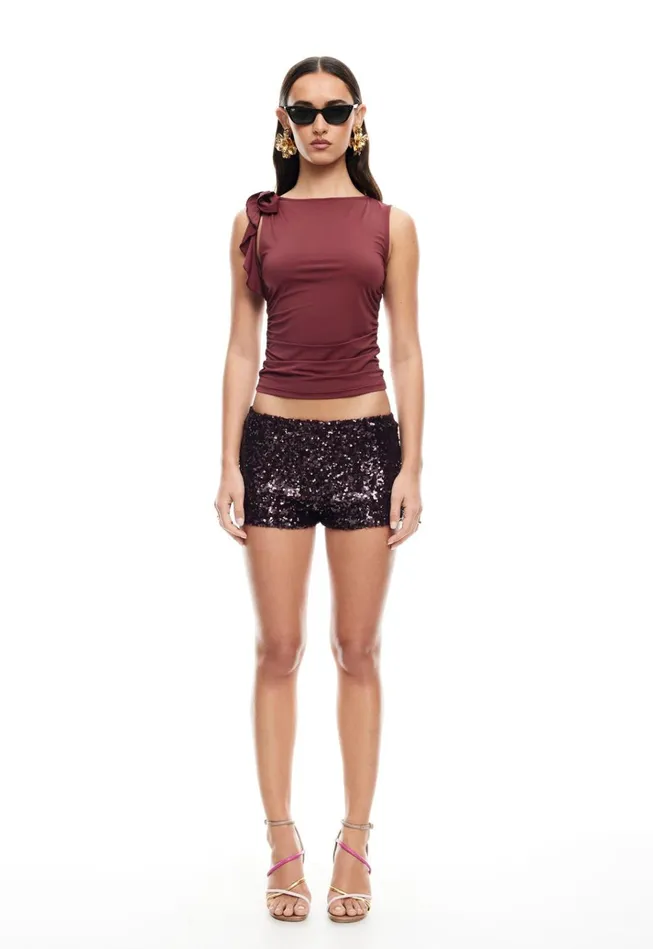 Women Lioness Fashion Shorts NIGHT RIDER MINI SHORT Burgundy