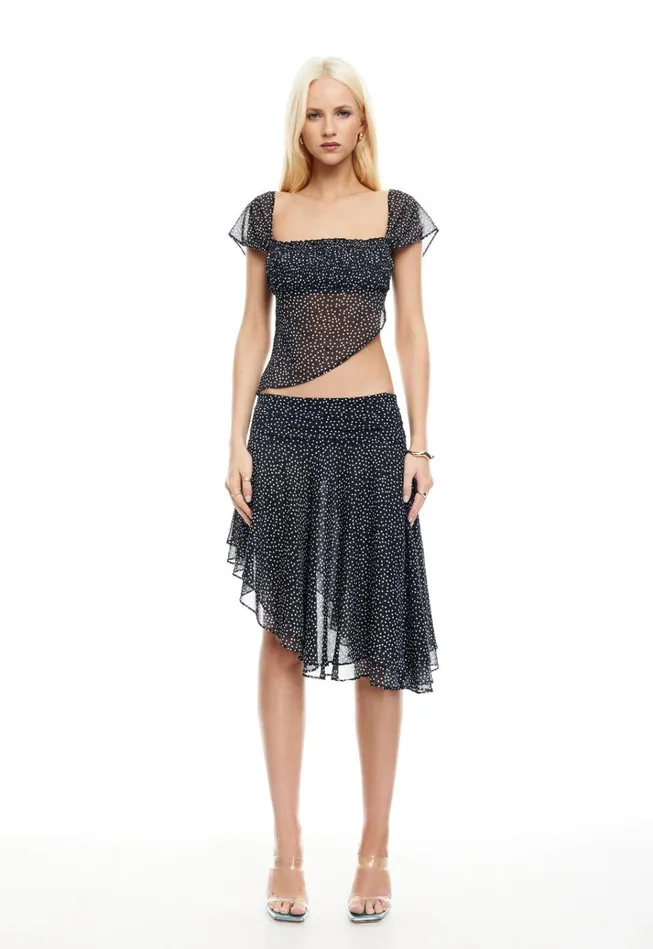 Women Lioness Fashion Skirts LEGACY MIDI SKIRT Onyx Polka