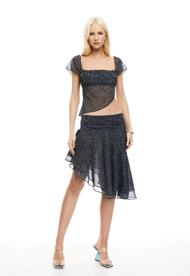 Women Lioness Fashion Skirts LEGACY MIDI SKIRT Onyx Polka Women Lioness Fashion Skirts LEGACY MIDI SKIRT Onyx Polka