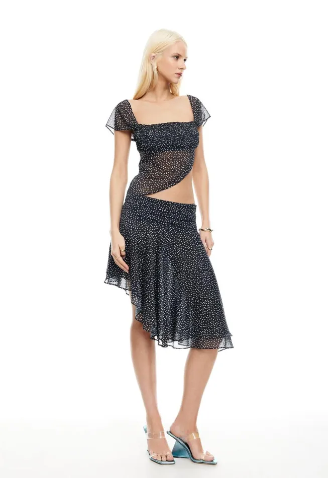 Women Lioness Fashion Skirts LEGACY MIDI SKIRT Onyx Polka Women Lioness Fashion Skirts LEGACY MIDI SKIRT Onyx Polka