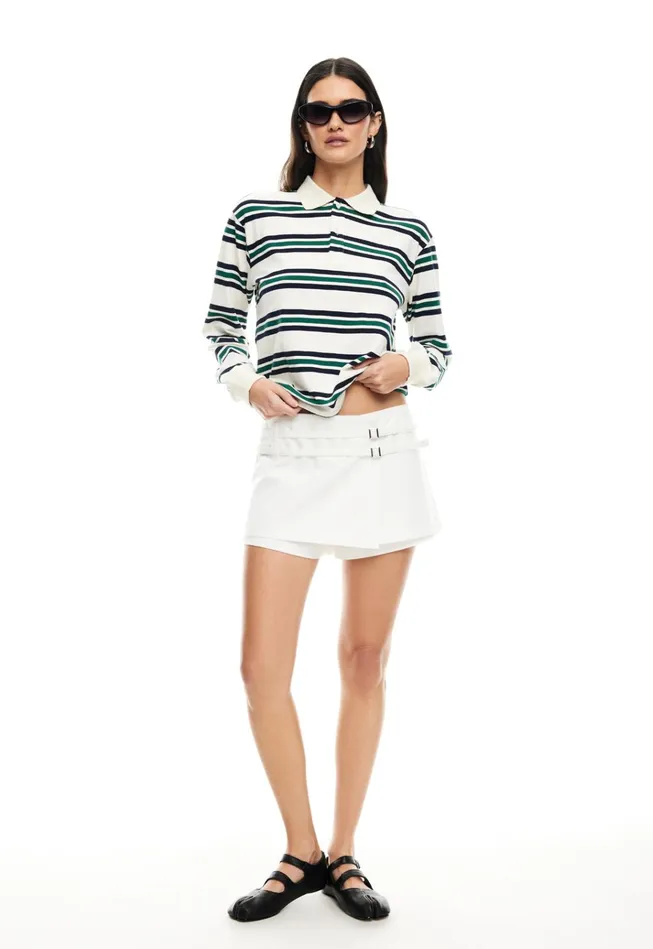 Women Lioness Fashion Tops LEISURE LONG SLEEVE POLO Ivory Moss Women Lioness Fashion Tops LEISURE LONG SLEEVE POLO Ivory Moss