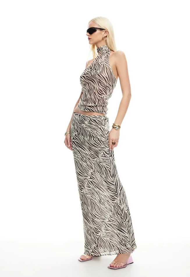 Women Lioness Fashion Tops LUX TIE TOP Zebra