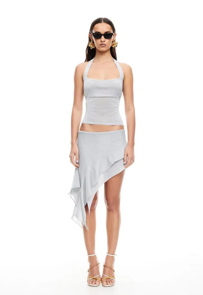 Women Lioness Fashion Tops PALISADES HALTER TOP Silver
