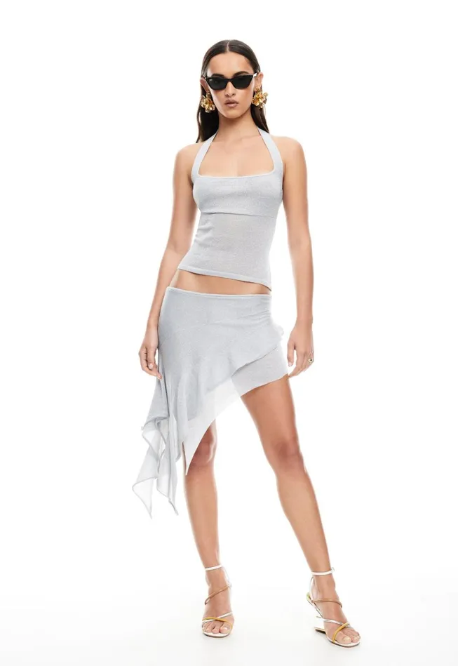 Women Lioness Fashion Tops PALISADES HALTER TOP Silver