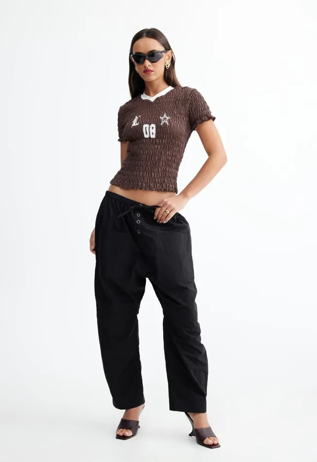Women Lioness Fashion Tops SCRUNCHED SPECTATE TOP Coffee Women Lioness Fashion Tops SCRUNCHED SPECTATE TOP Coffee