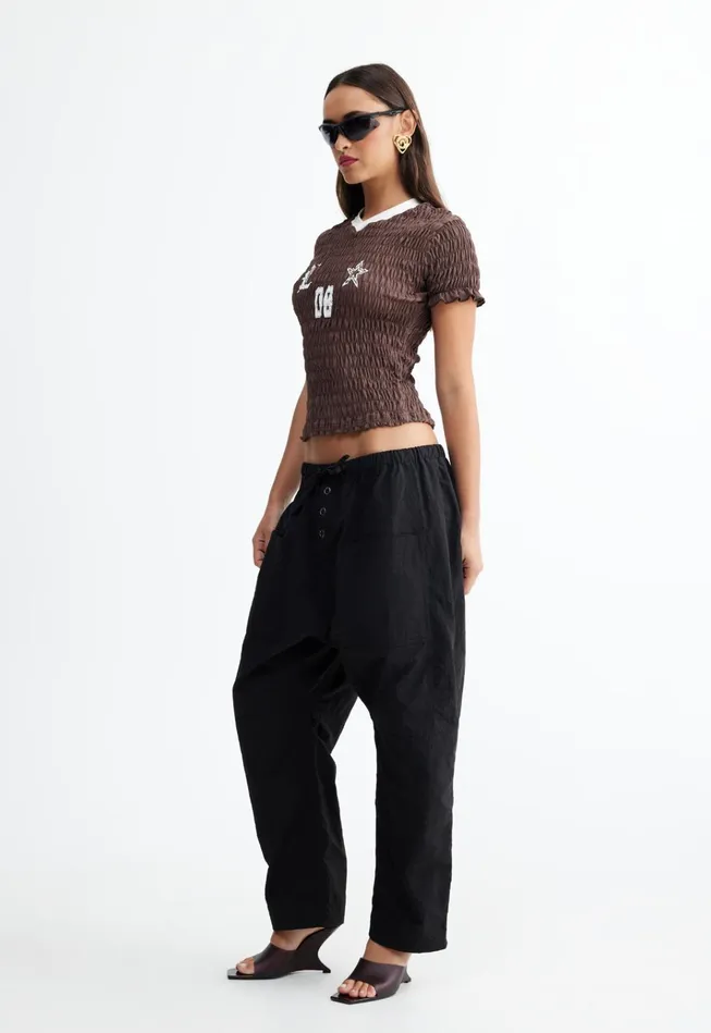 Women Lioness Fashion Tops SCRUNCHED SPECTATE TOP Coffee Women Lioness Fashion Tops SCRUNCHED SPECTATE TOP Coffee
