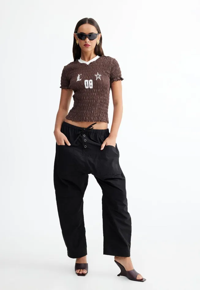 Women Lioness Fashion Tops SCRUNCHED SPECTATE TOP Coffee Women Lioness Fashion Tops SCRUNCHED SPECTATE TOP Coffee