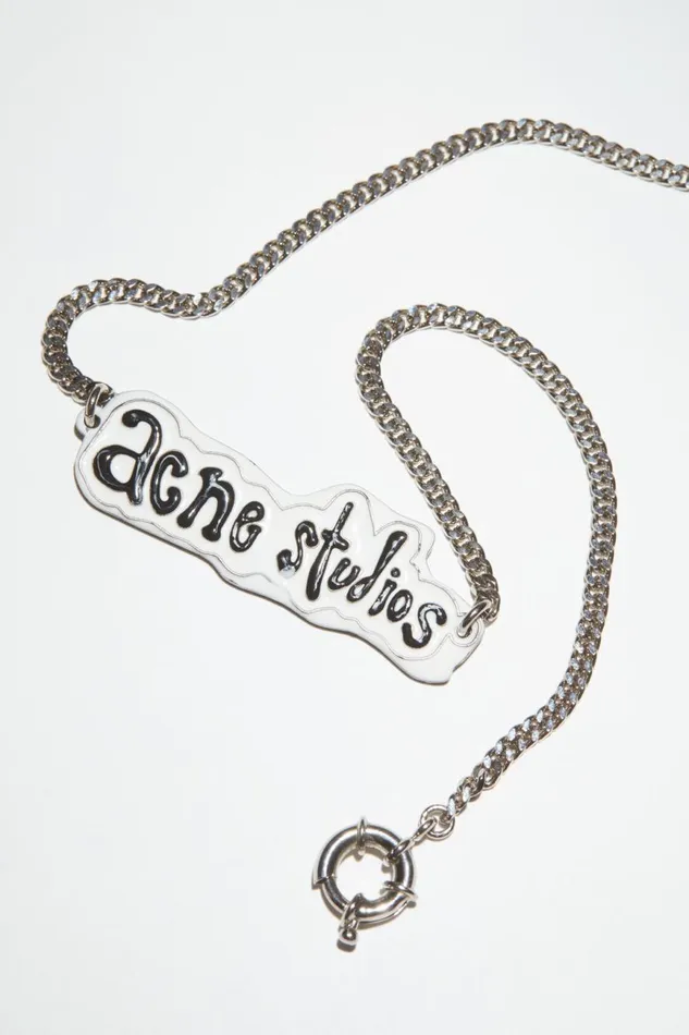 Women Logo Label Necklace Silvergrey Acne Studios Jewellery
