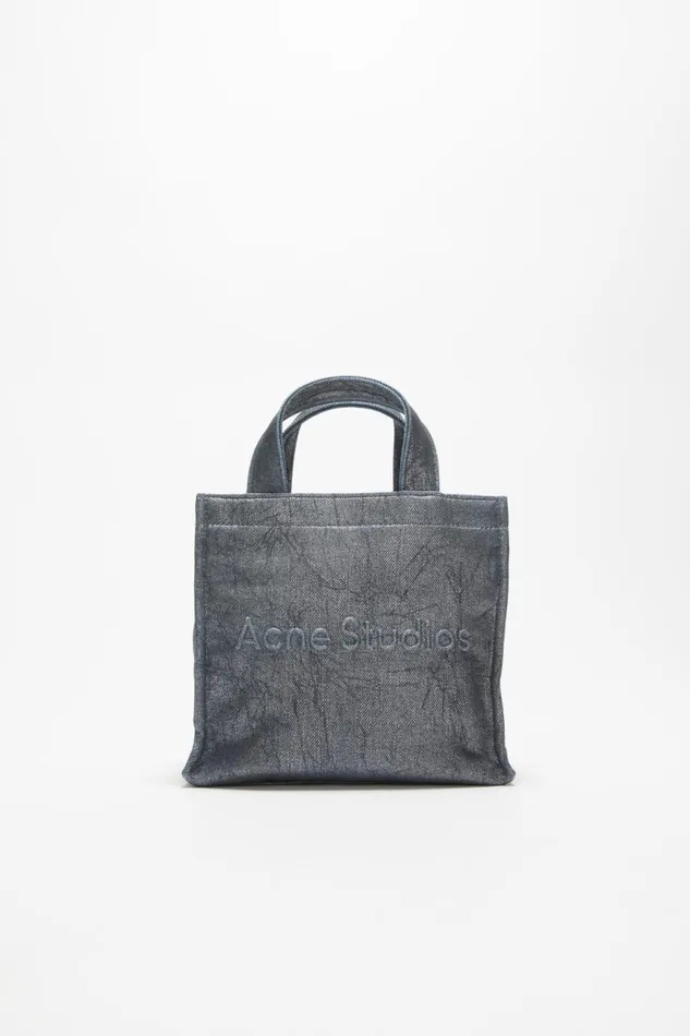 Women Logo Mini Shoulder Tote Bag Silverblue Acne Studios Bags
