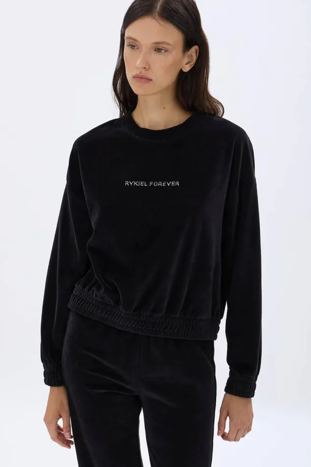 Women Longsleeved Velvet Sweater Black Black Sonia Rykiel Sweatshirts