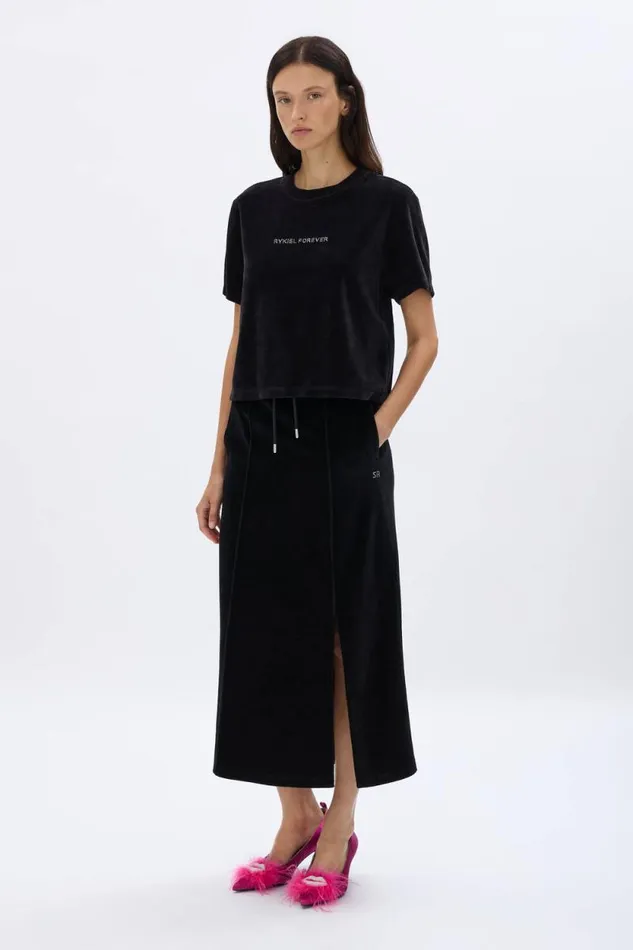 Women Long Velvet Skirt Black Black Sonia Rykiel Skirts
