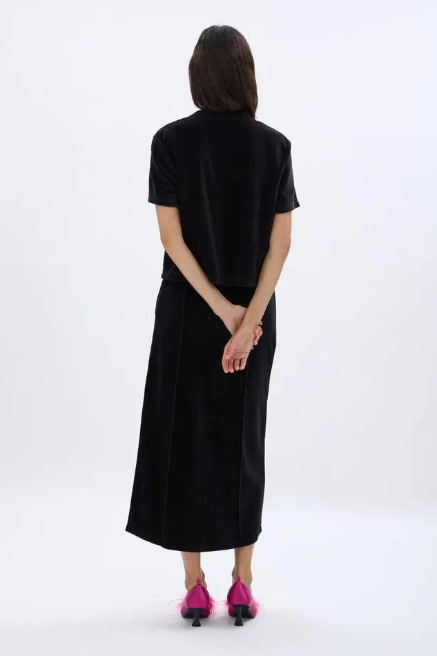 Women Long Velvet Skirt Black Black Sonia Rykiel Skirts