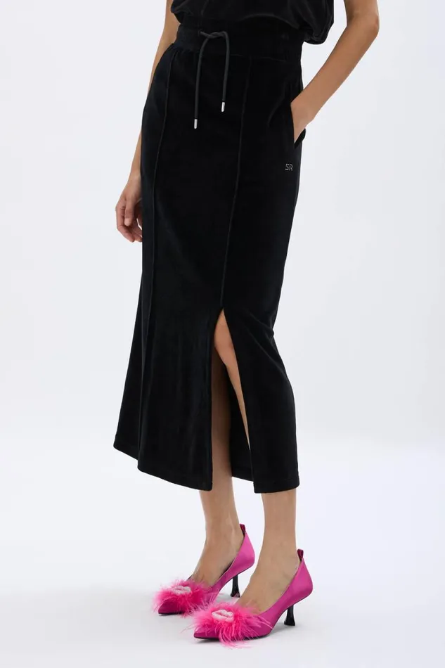 Women Long Velvet Skirt Black Black Sonia Rykiel Skirts