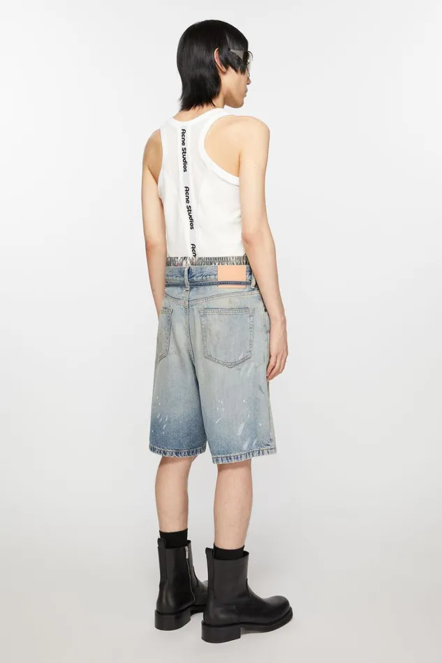 Women Loose Fit Denim Shorts Light Blue Acne Studios Shorts