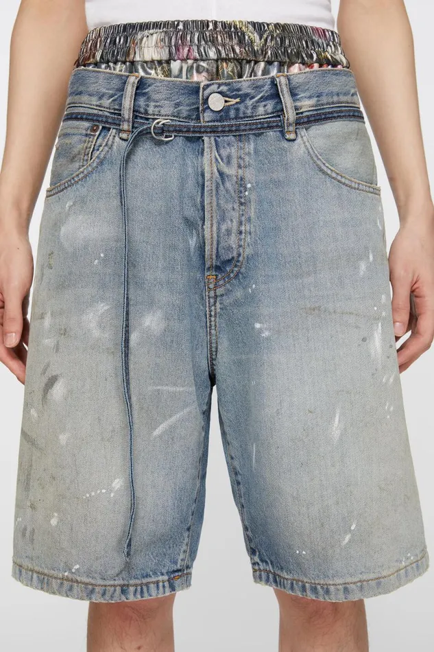 Women Loose Fit Denim Shorts Light Blue Acne Studios Shorts