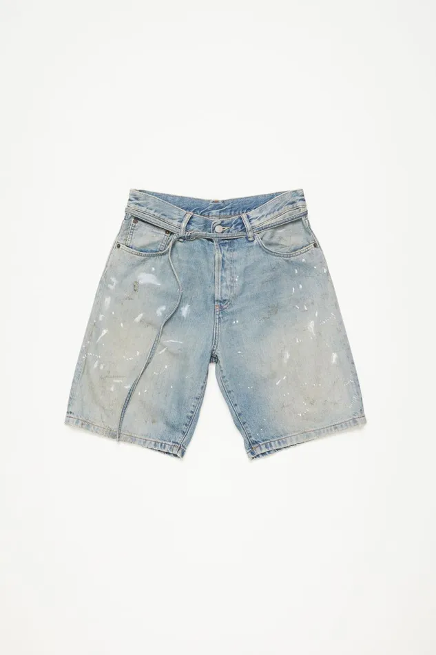 Women Loose Fit Denim Shorts Light Blue Acne Studios Shorts