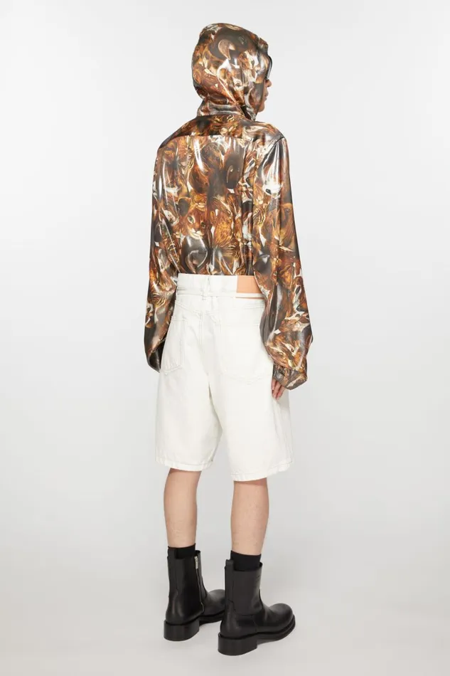 Women Loose Fit Denim Shorts Off White Acne Studios Shorts
