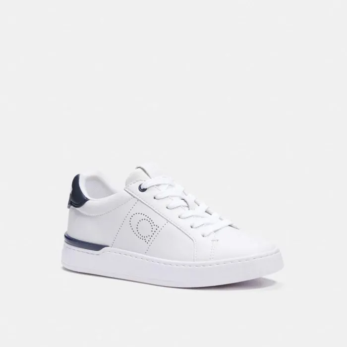 Women Lowline Low Top Sneaker Optic White Midnight Navy Coach Sneakers