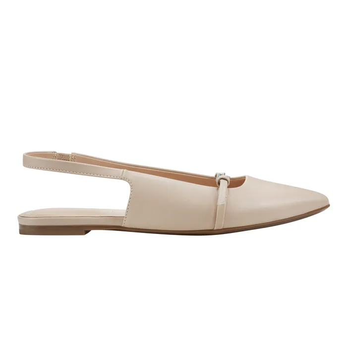 Women Marc Fisher Elelyn Slingback Flat Chic Cream Loafers and Flats