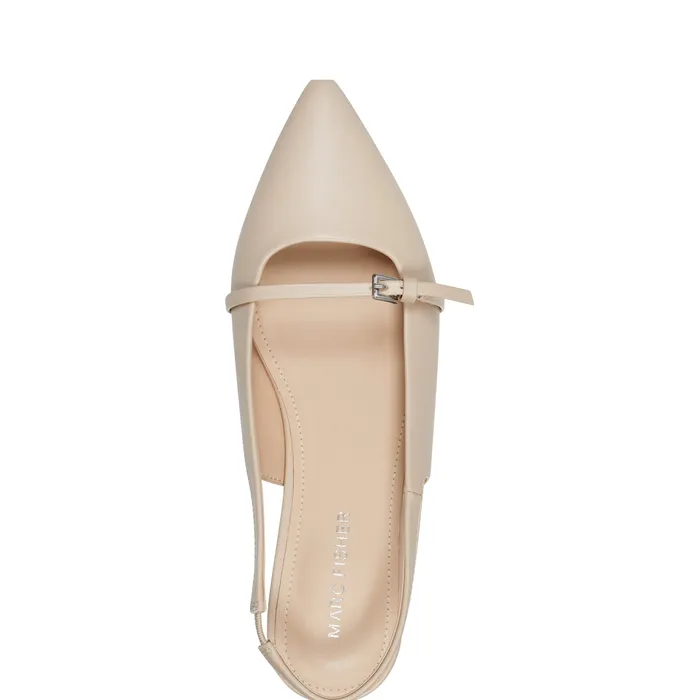 Women Marc Fisher Elelyn Slingback Flat Chic Cream Loafers and Flats
