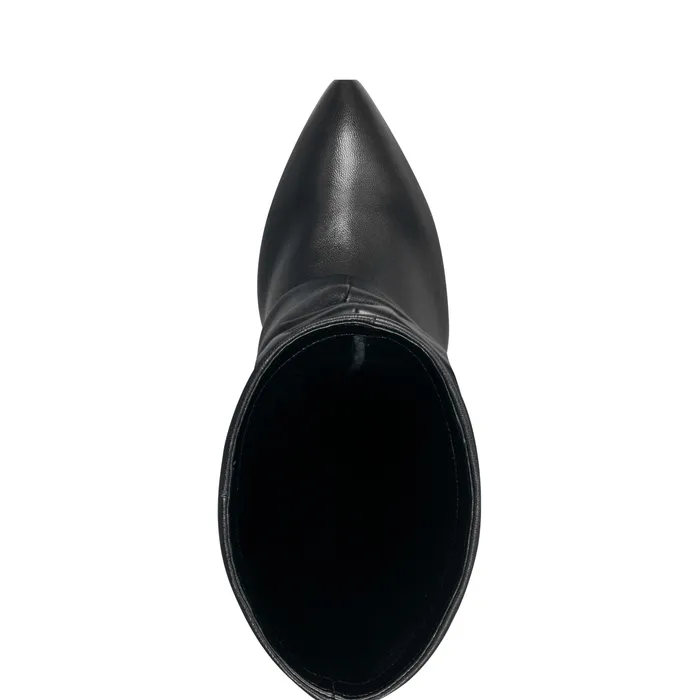Women Marc Fisher Lalita Foldover Dress Boot Black Leather Boots and Booties