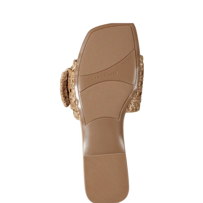 Women Marc Fisher Loree Flat Slide Sandal Brown Mules and Slides
