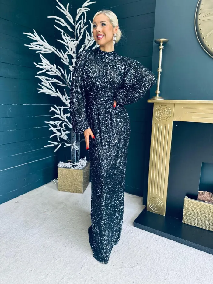 Women Maxi Canella Lane Briley Sequin Maxi Dress Black