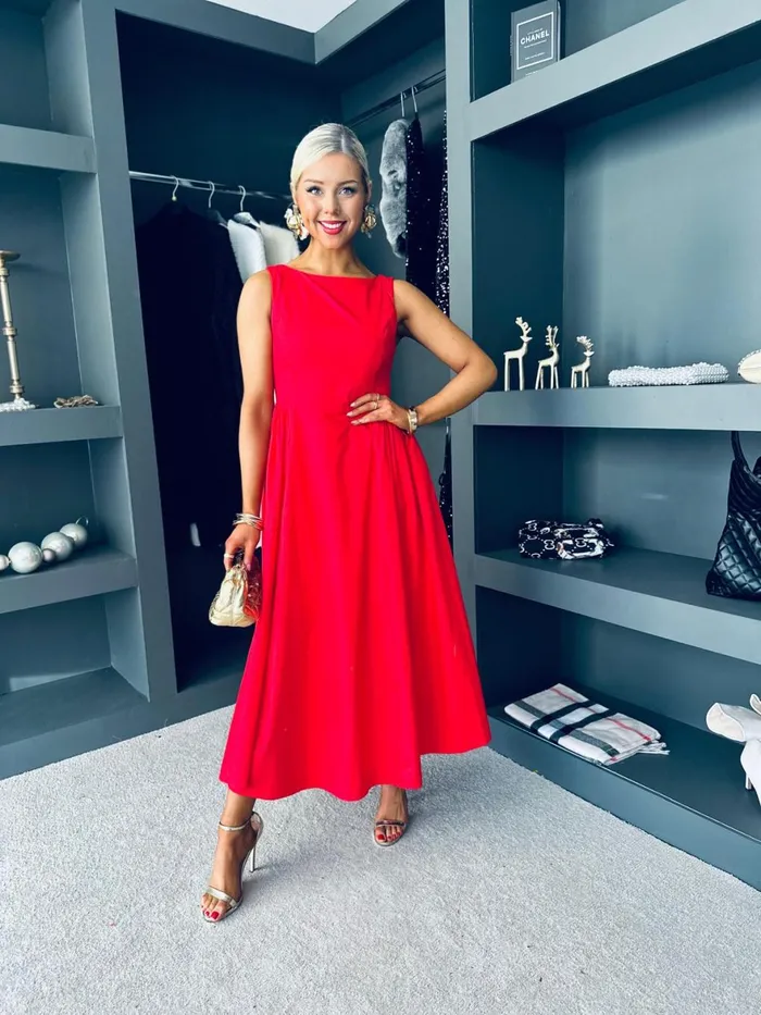 Women Maxi Canella Lane Erika Detailed Midi Dress Red