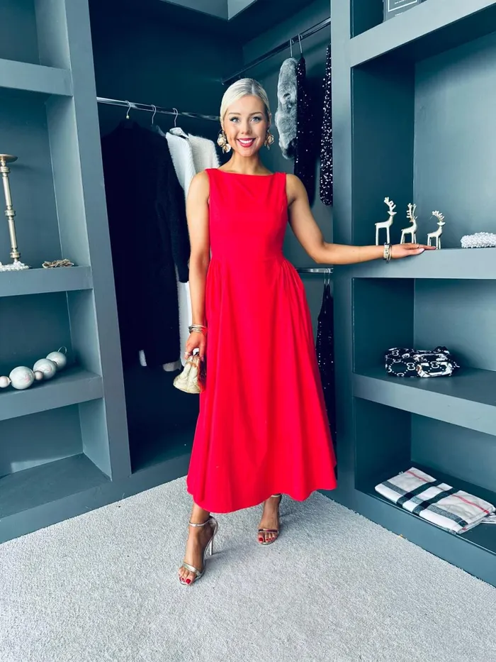 Women Maxi Canella Lane Erika Detailed Midi Dress Red