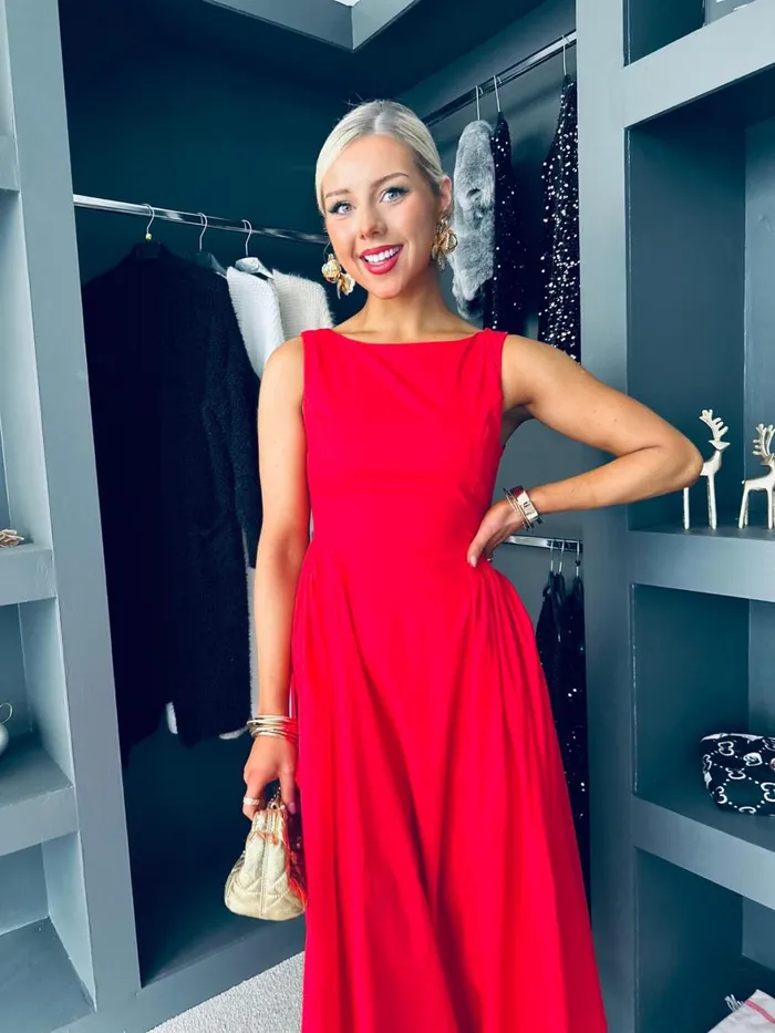Women Maxi Canella Lane Erika Detailed Midi Dress Red