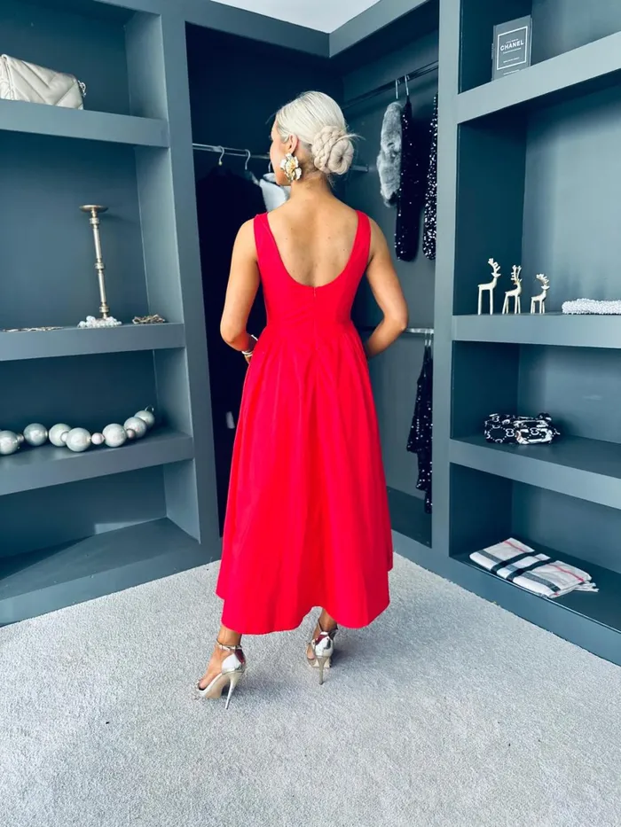 Women Maxi Canella Lane Erika Detailed Midi Dress Red