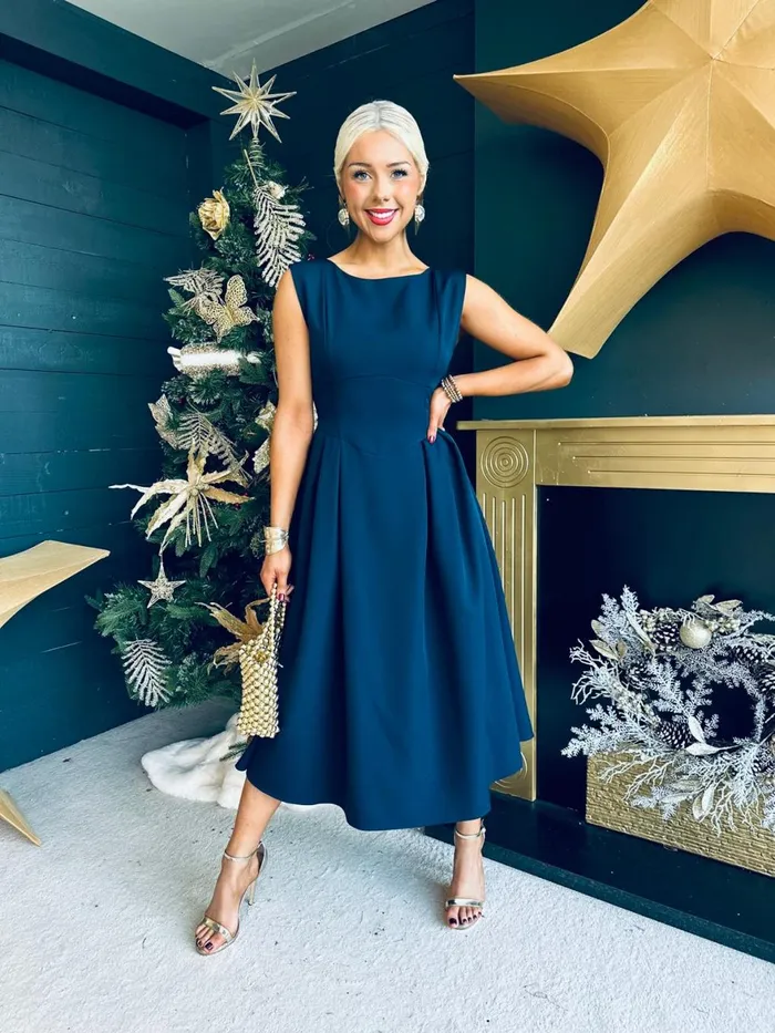 Women Maxi Canella Lane Florence Detailed Occasion Dress Navy