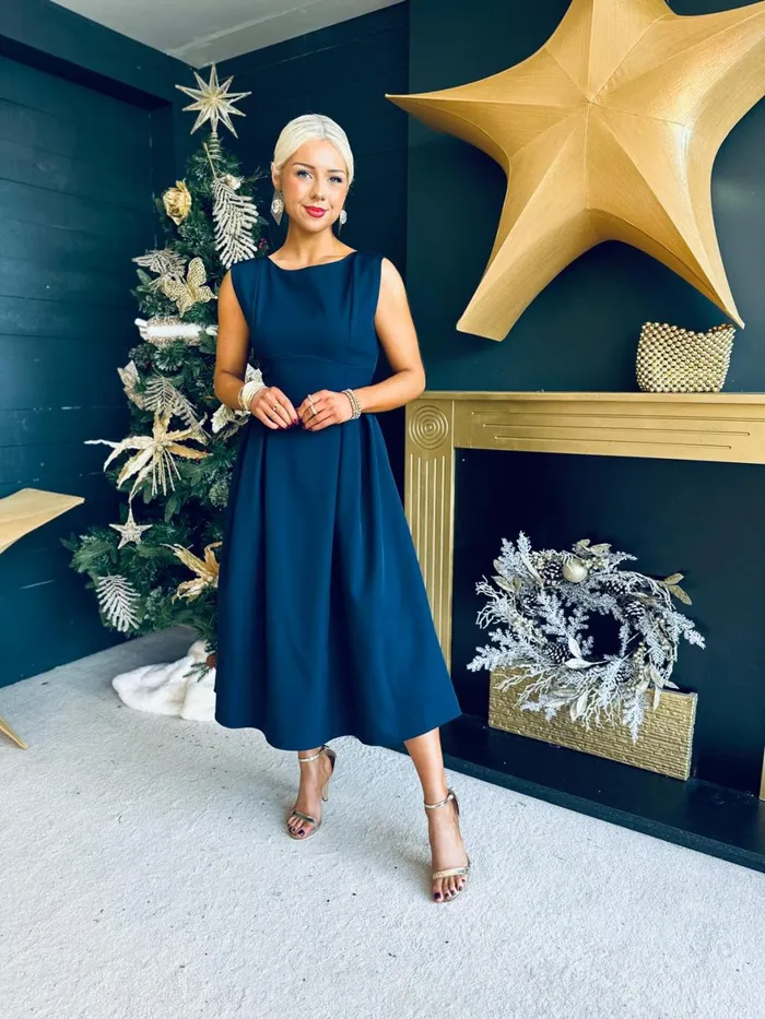 Women Maxi Canella Lane Florence Detailed Occasion Dress Navy